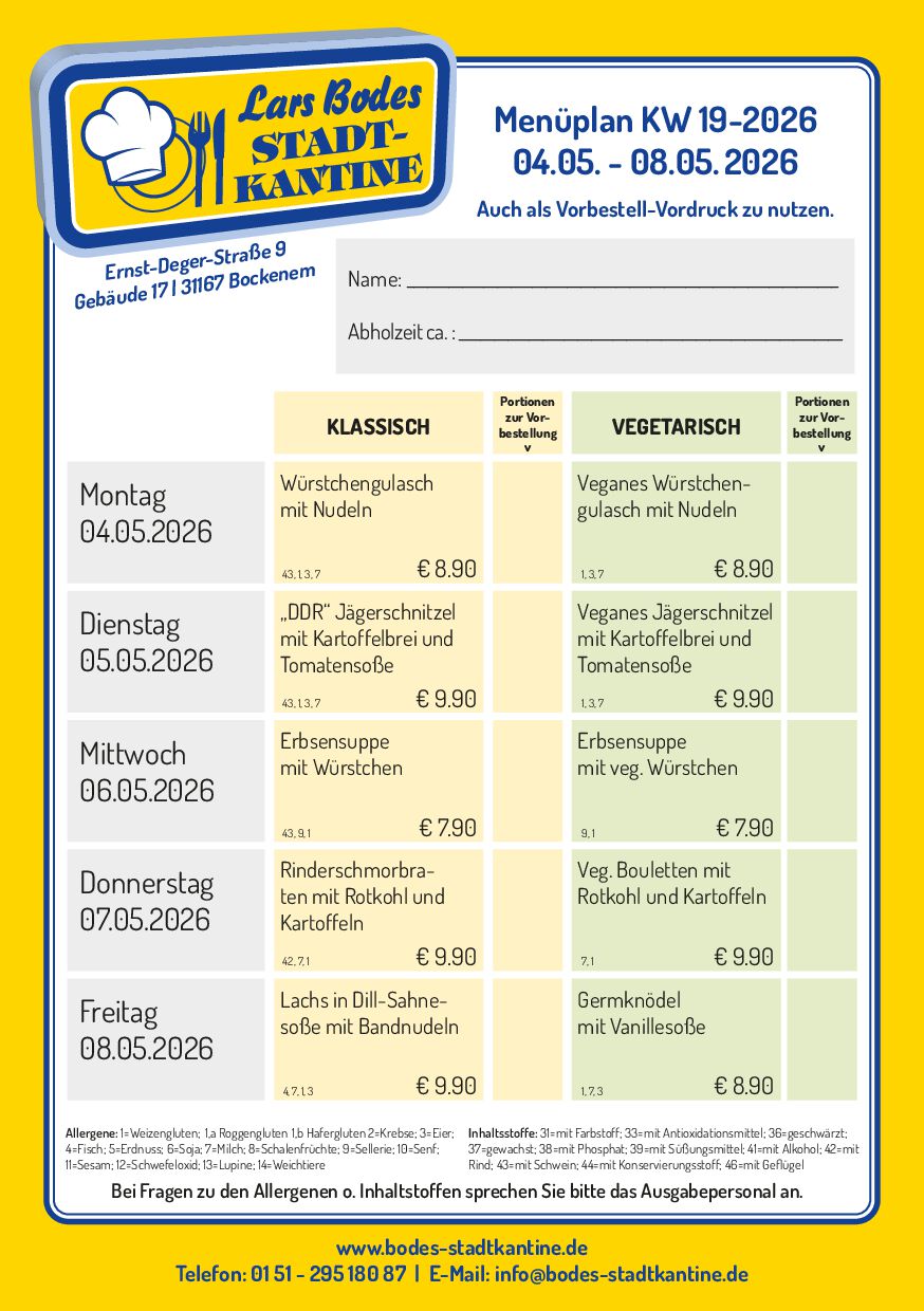 Aktueller Menüplan