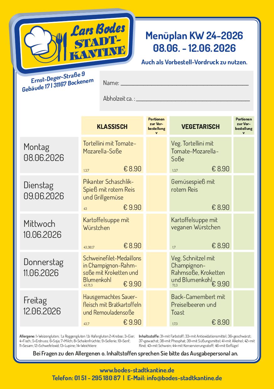 Aktueller Menüplan
