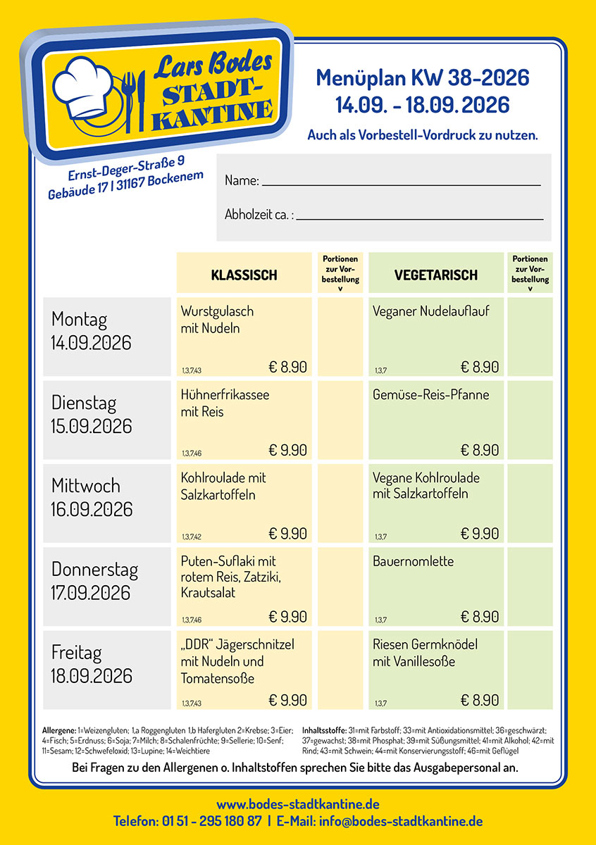 Aktueller Menüplan