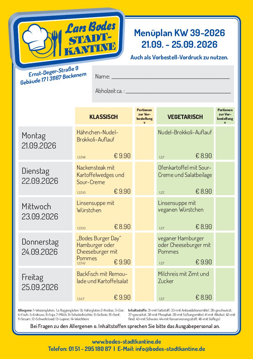 Aktueller Menüplan